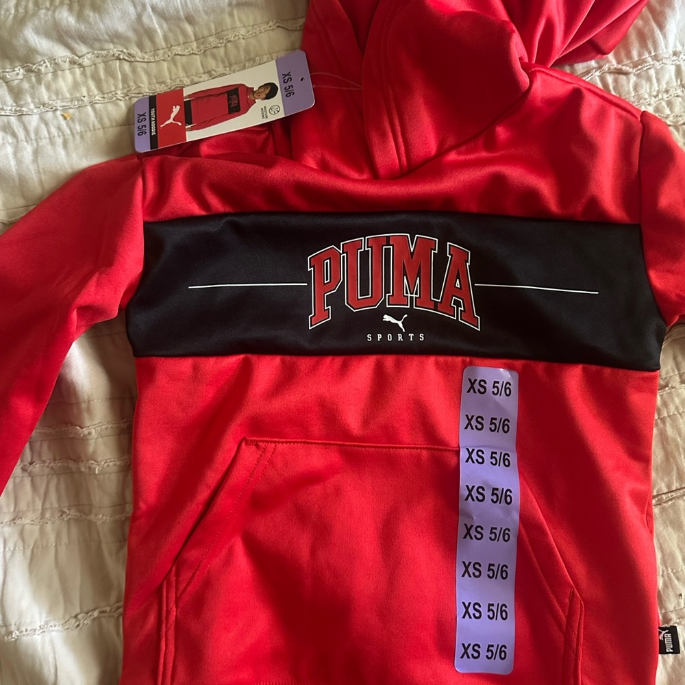 PUMA Kids Red and Black Hoodie